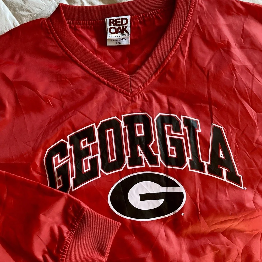 Vtg Red Oak Sportswear Georgia Bulldogs Pullover Windbreaker Jacket Mens L EUC
